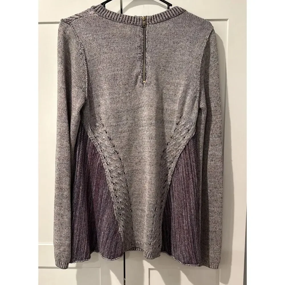 ANTHROPOLOGIE MOTH Anita Mixed Cable Knit Swing Sweater Purple, Size XS - Picture 5 of 8